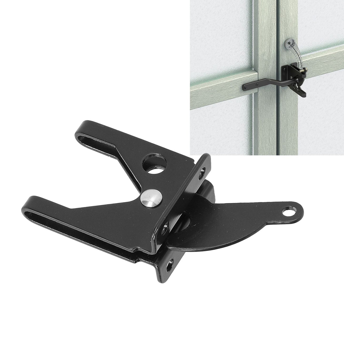 Iron Fence Lock Self Locking Gate Latch Hardware with Adjustable Cable for Garden Backyard Courtyard V1294-YM0523-3114210136711