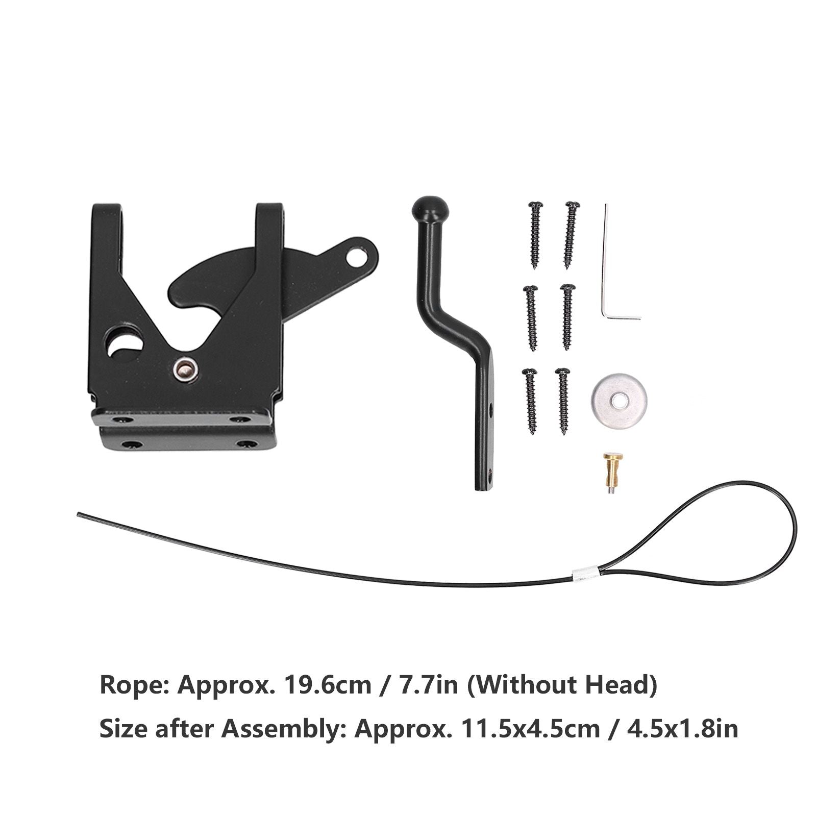 Iron Fence Lock Self Locking Gate Latch Hardware with Adjustable Cable for Garden Backyard Courtyard V1294-YM0523-3114210136711
