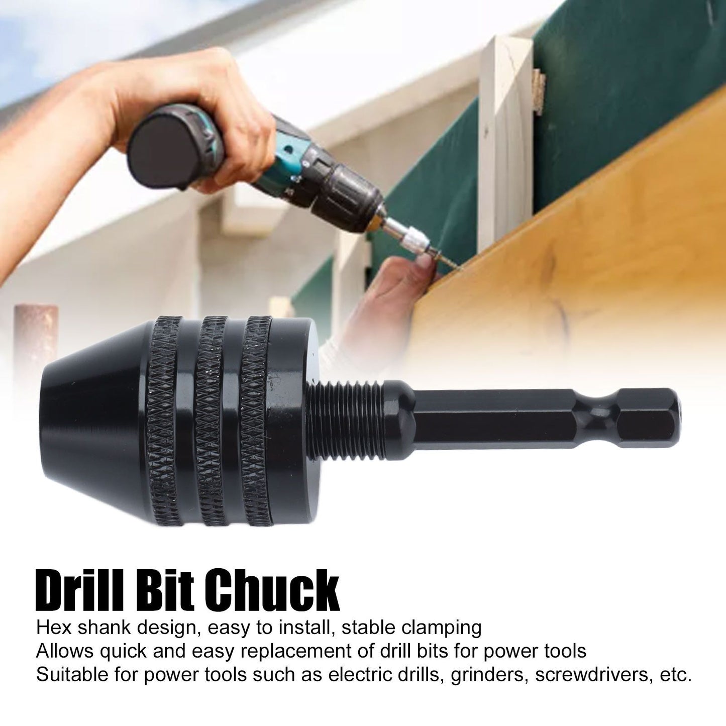 0.6-8mm Fast Change Hex Shank Drill Bit Chuck Aluminum Alloy Clamping Tool for Grinding Machine Screwdriver V1294-YM0523-3114210136911