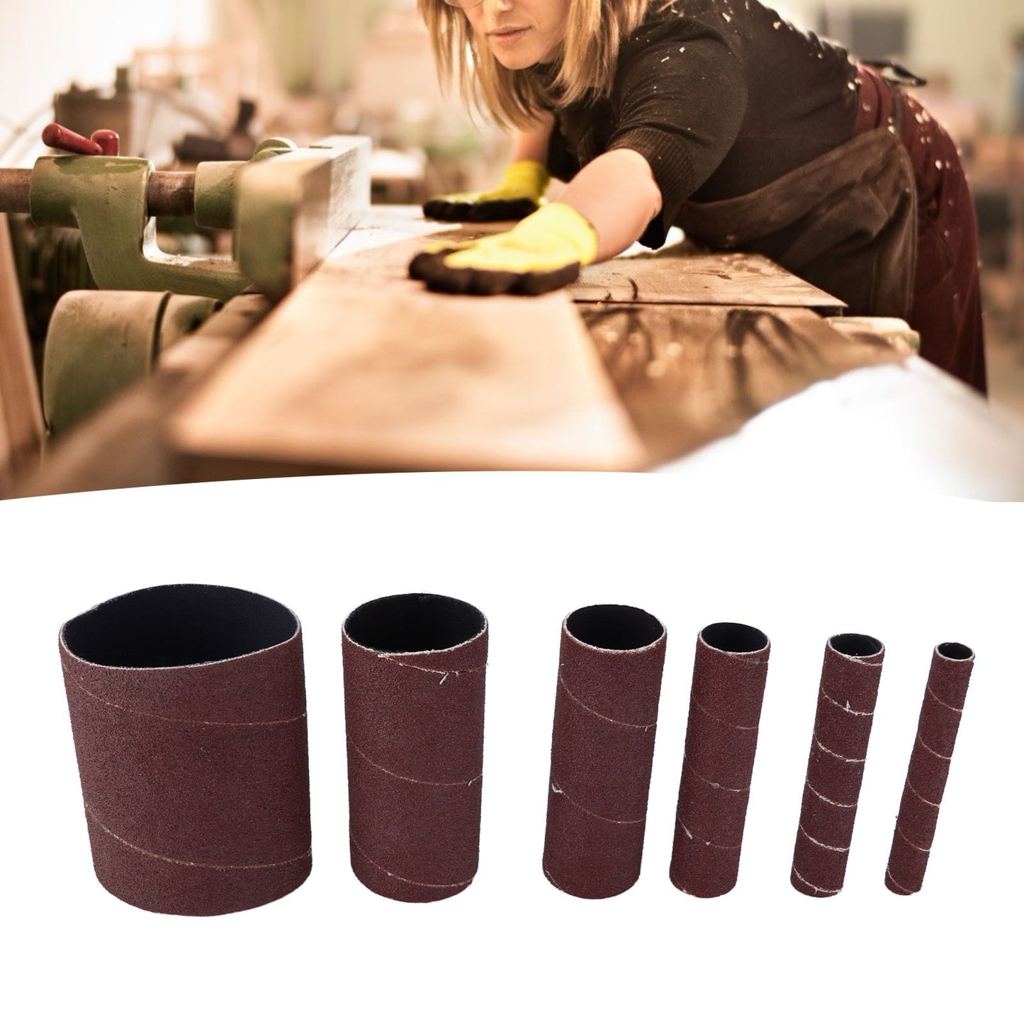 6Pcs Sandpaper Ring Sandpaper Roll Sanding Sleeves Wood Sanding Metal Rust Removing for Electric Grinder V1294-YM0523-3114210137011