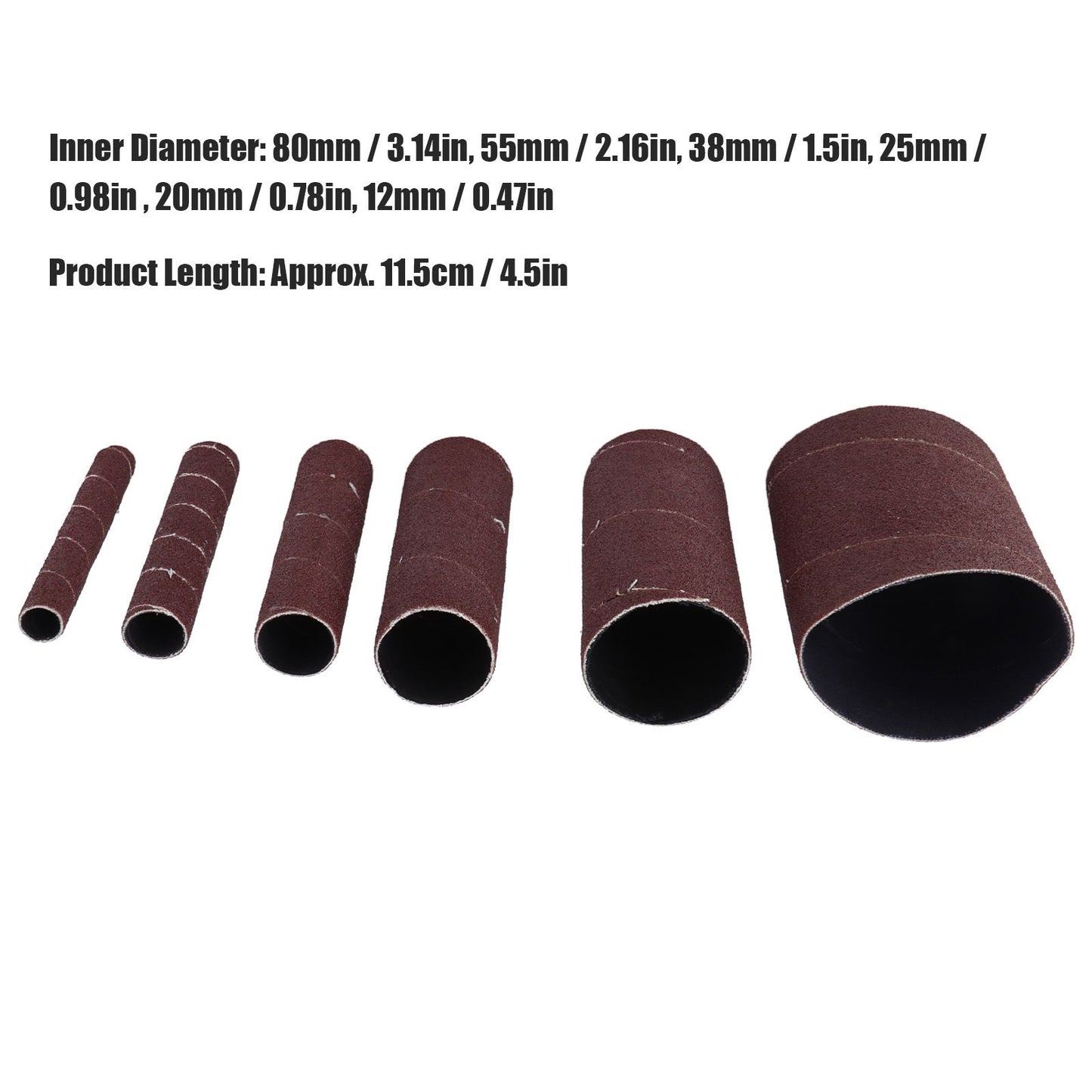 6Pcs Sandpaper Ring Sandpaper Roll Sanding Sleeves Wood Sanding Metal Rust Removing for Electric Grinder V1294-YM0523-3114210137011
