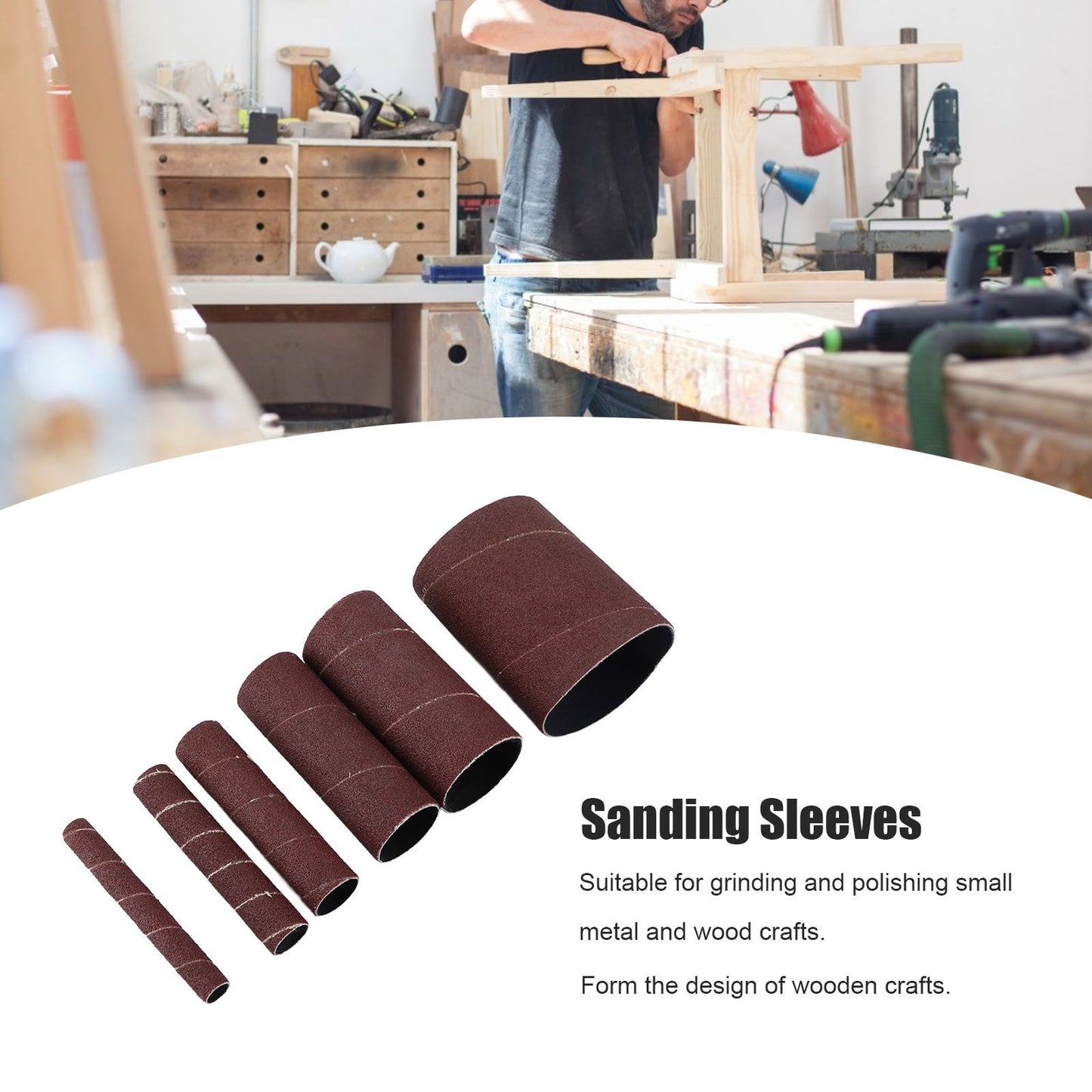 6Pcs Sandpaper Ring Sandpaper Roll Sanding Sleeves Wood Sanding Metal Rust Removing for Electric Grinder V1294-YM0523-3114210137011