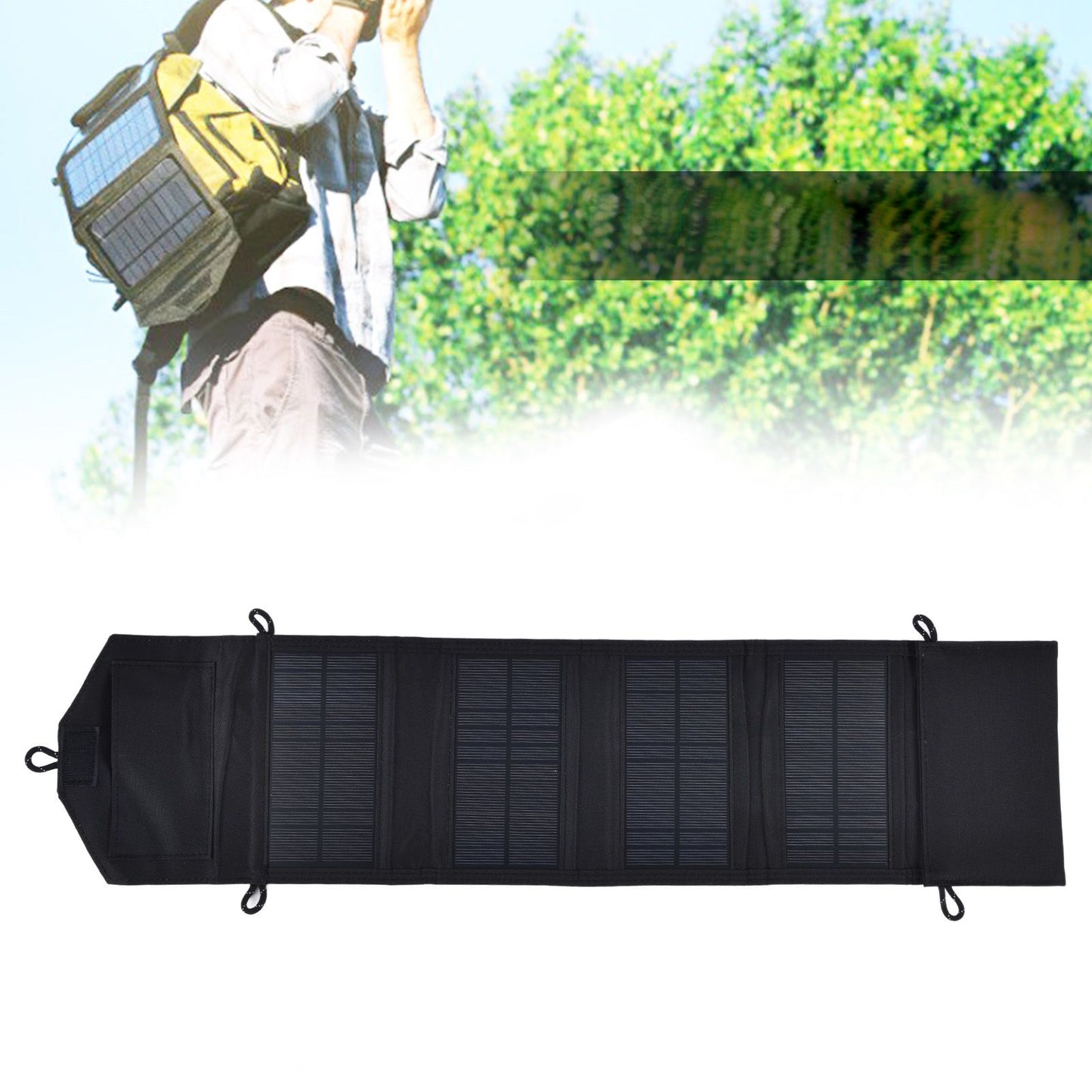 15W 5V Portable Solar Folding Panel Power Station Outdoor USB Solar Panel Power Bank for Camping Traveling V1294-YM0523-3114210137411