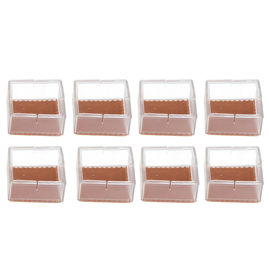 8pcs/set Silicone Chair Caps Table Foot Pads Anti Slip Transparent Square Leg Protection Cover V1294-YM0523-3114210137511