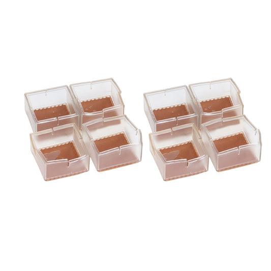 8pcs/set Silicone Chair Caps Table Foot Pads Anti Slip Transparent Square Leg Protection Cover V1294-YM0523-3114210137511
