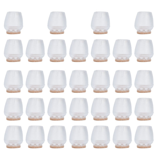 32Pcs Non Slip Furniture Leg Cover Mute Silicone Tables Chairs Leg Caps Floor Protector Transparent V1294-YM0523-3114210137911