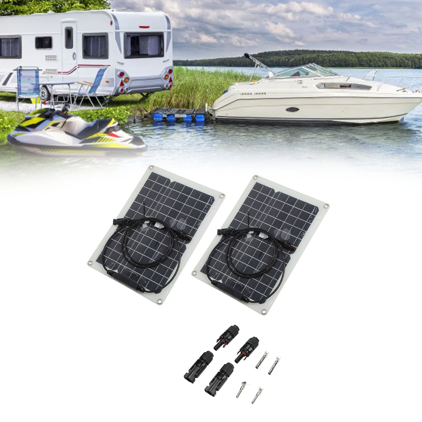 15W Solar Panel Portable Waterproof Monocrystalline Solar Charging Board for Outdoor Car Motor YachtSolar V1294-YM0523-3114210138011