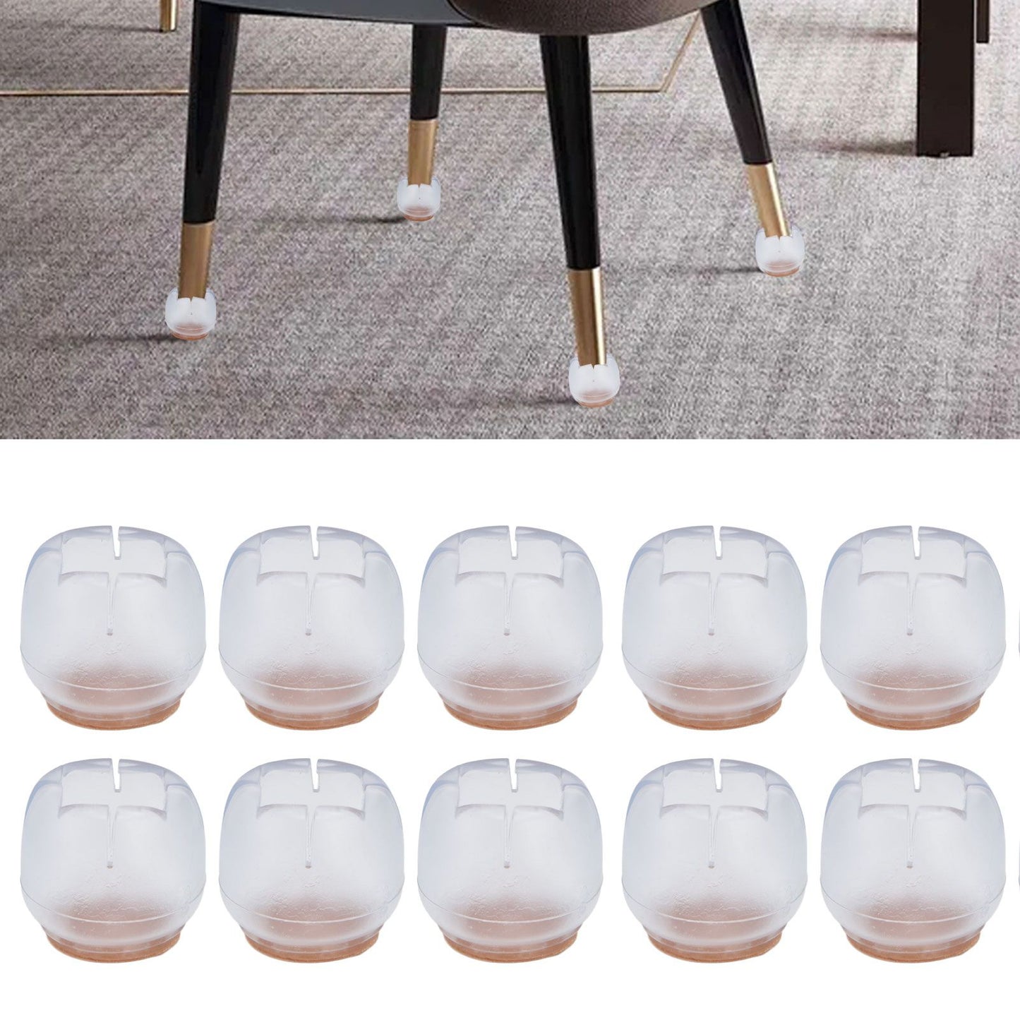 40PCS Chair Leg Protector Thickened Silicone Table Leg Cover Transparent Non Slip Furniture Leg Protector V1294-YM0523-3114210138111