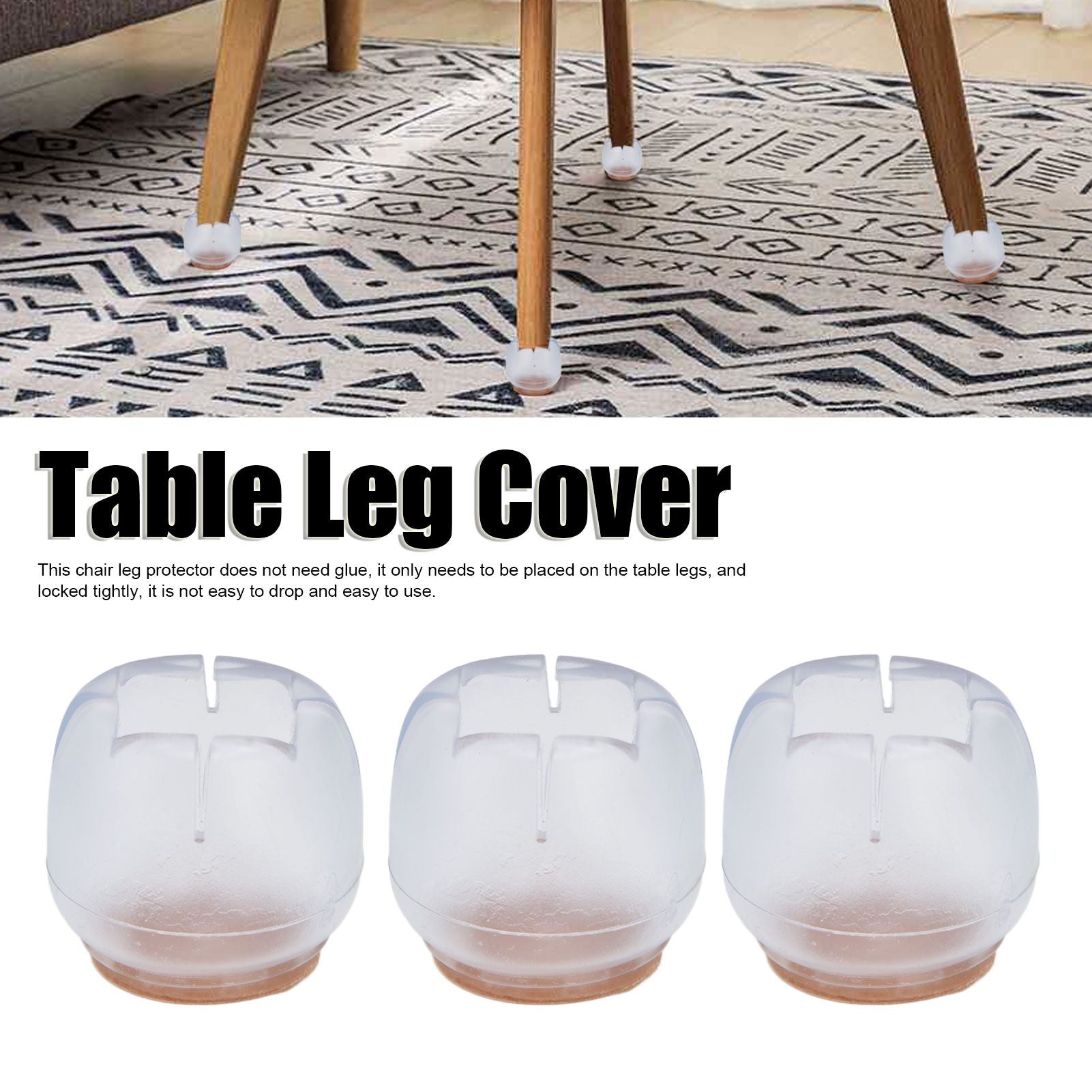 40PCS Chair Leg Protector Thickened Silicone Table Leg Cover Transparent Non Slip Furniture Leg Protector V1294-YM0523-3114210138111