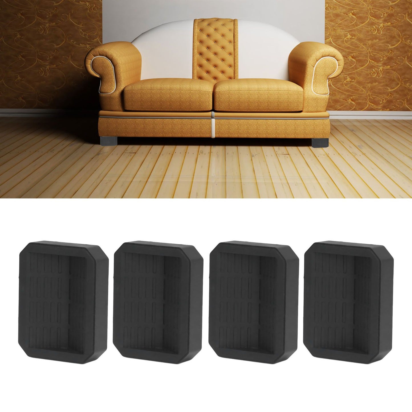 4Pcs Chair Caster Fixing Pad Rubber Refrigerator Wheel Protective Cup Noise Reduction for Home Office V1294-YM0523-3114210138311