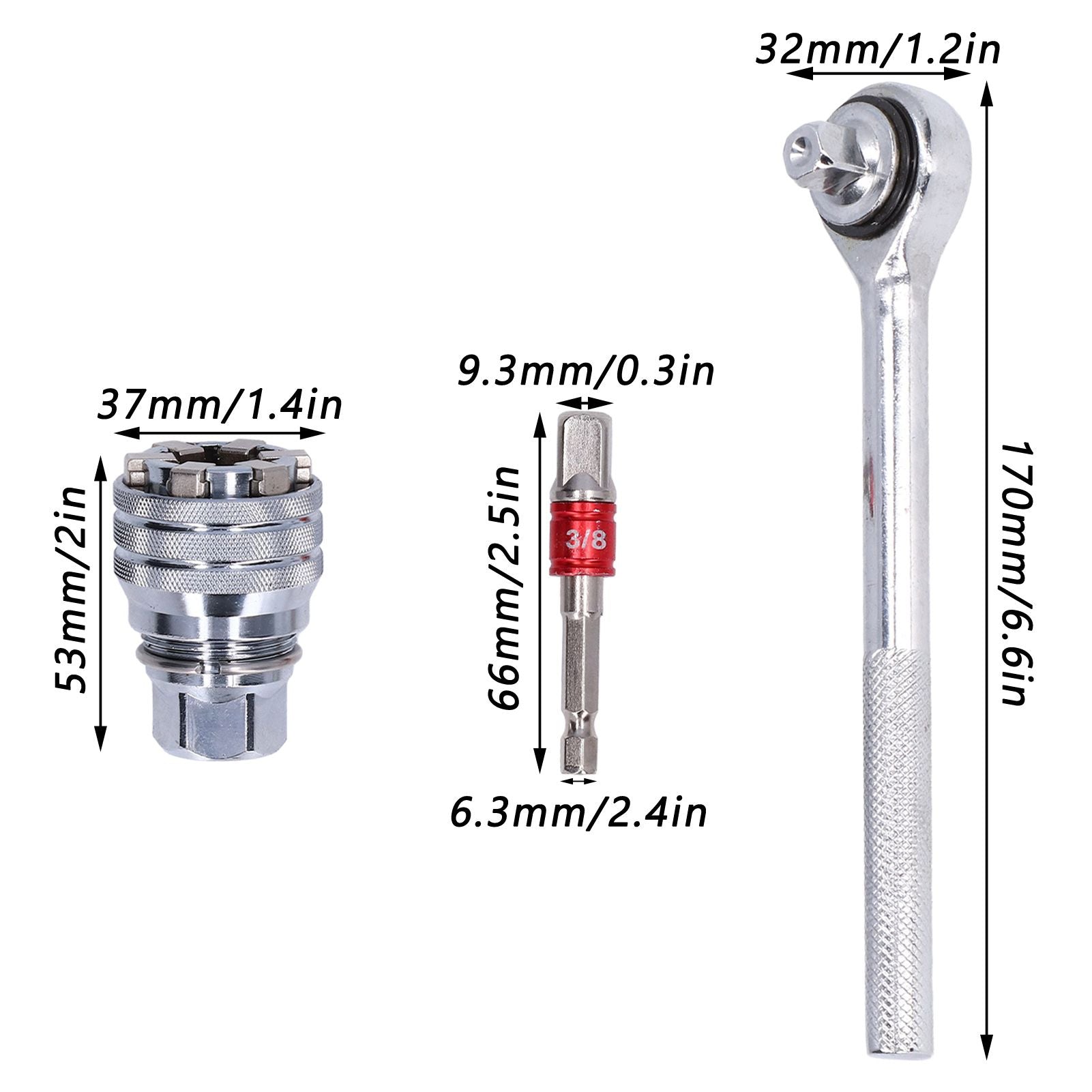 Universal Socket Wrench Tool 10-19mm Adjustable Wrench Set Chrome Vanadium Steel for Home Improvement V1294-YM0523-3114210139111
