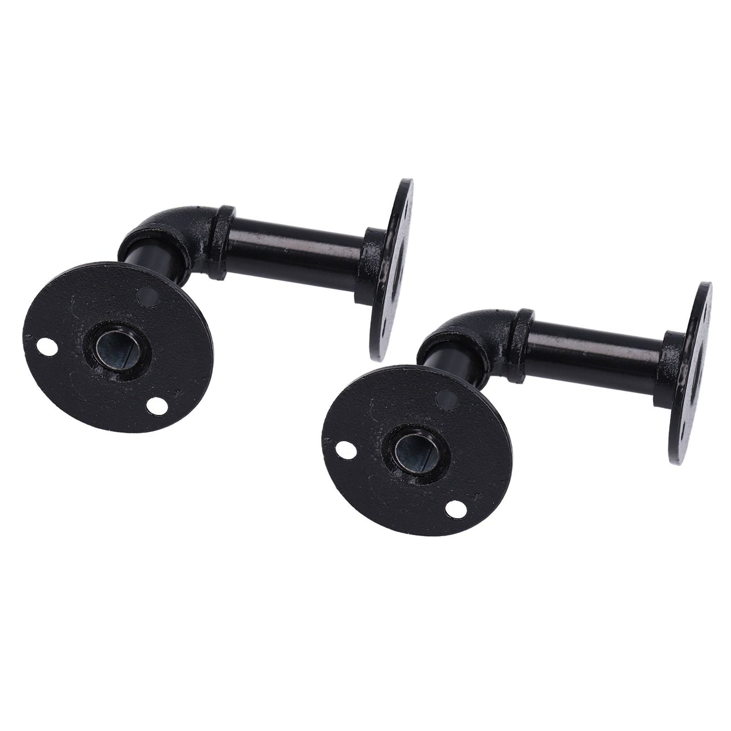 Pipe Shelf Brackets Iron Black Retro Wall Mounted Clapboard Support Frame Racks Set V1294-YM0523-3114210139511