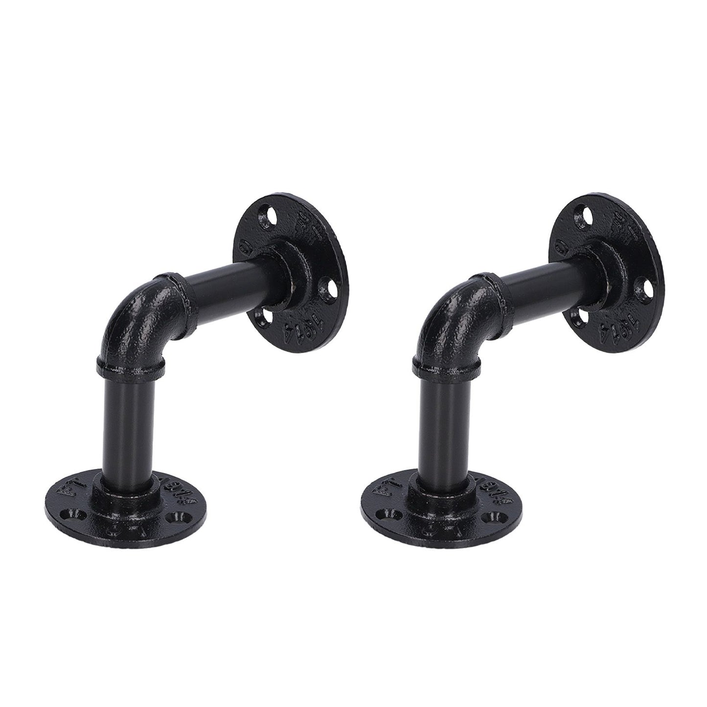 Pipe Shelf Brackets Iron Black Retro Wall Mounted Clapboard Support Frame Racks Set V1294-YM0523-3114210139511