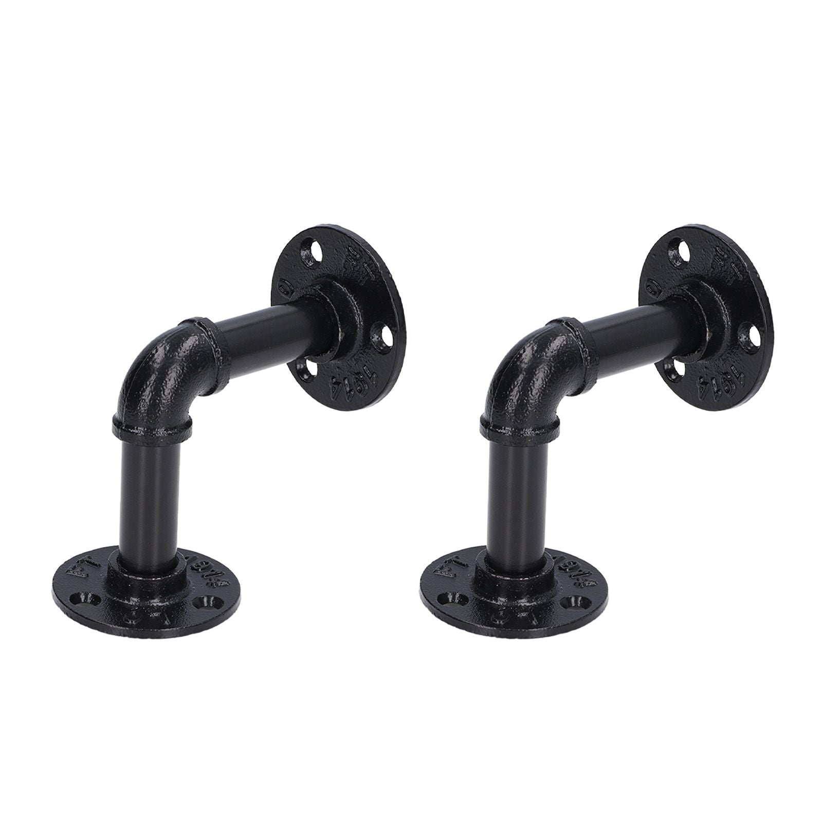 Pipe Shelf Brackets Iron Black Retro Wall Mounted Clapboard Support Frame Racks Set V1294-YM0523-3114210139511