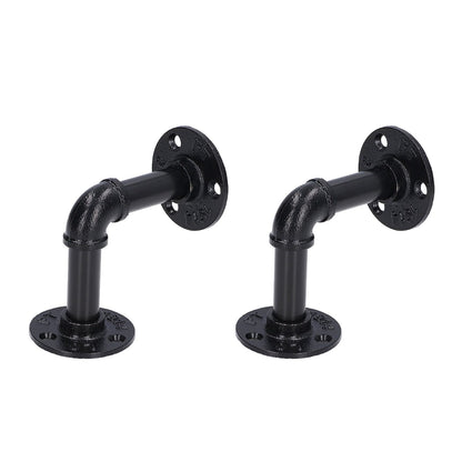 Pipe Shelf Brackets Iron Black Retro Wall Mounted Clapboard Support Frame Racks Set V1294-YM0523-3114210139511