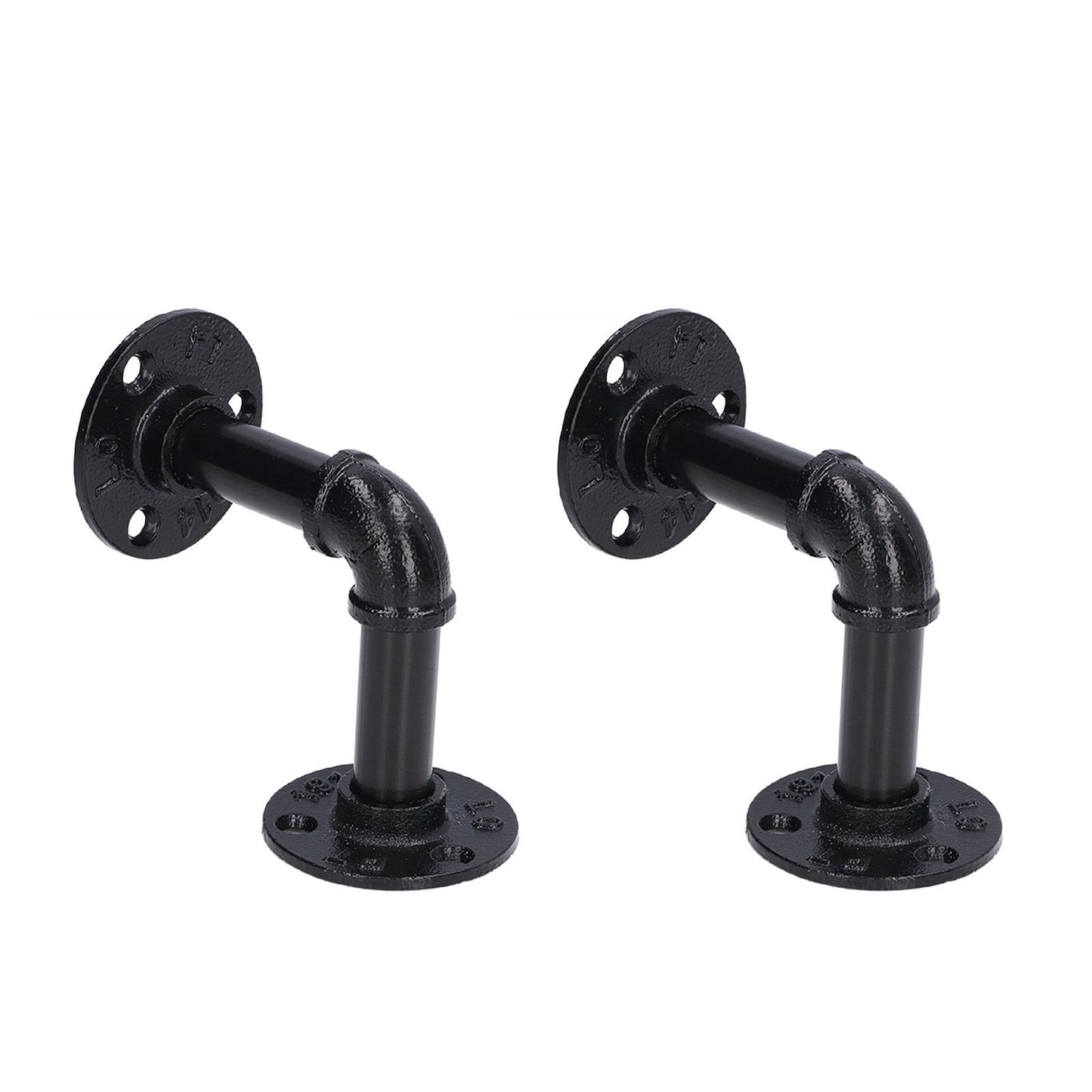 Pipe Shelf Brackets Iron Black Retro Wall Mounted Clapboard Support Frame Racks Set V1294-YM0523-3114210139511