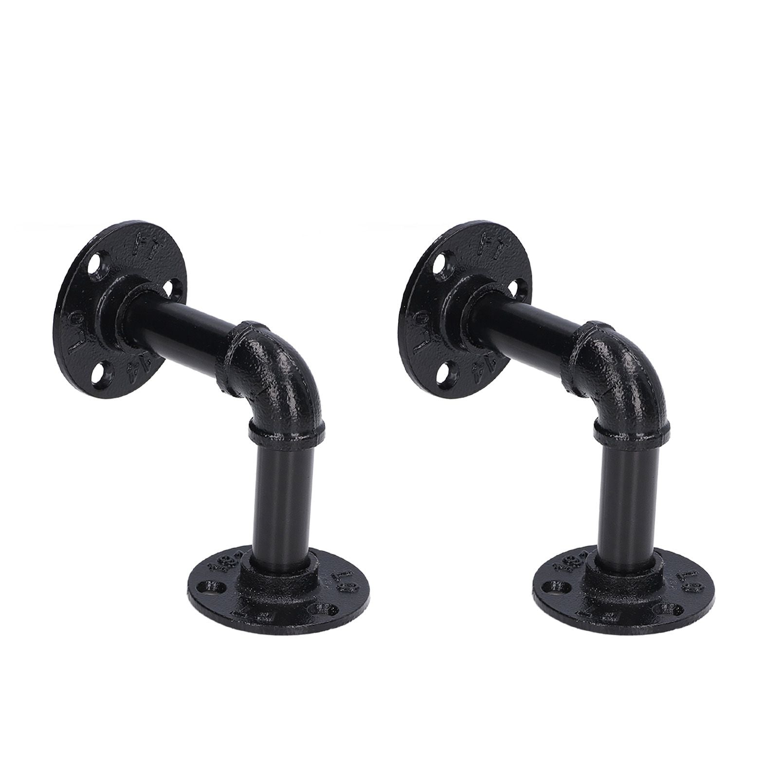 Pipe Shelf Brackets Iron Black Retro Wall Mounted Clapboard Support Frame Racks Set V1294-YM0523-3114210139511