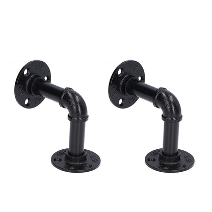 Pipe Shelf Brackets Iron Black Retro Wall Mounted Clapboard Support Frame Racks Set V1294-YM0523-3114210139511