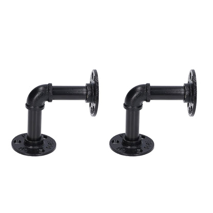 Pipe Shelf Brackets Iron Black Retro Wall Mounted Clapboard Support Frame Racks Set V1294-YM0523-3114210139511