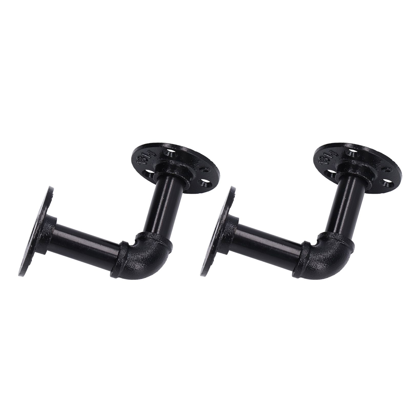 Pipe Shelf Brackets Iron Black Retro Wall Mounted Clapboard Support Frame Racks Set V1294-YM0523-3114210139511