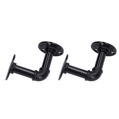 Pipe Shelf Brackets Iron Black Retro Wall Mounted Clapboard Support Frame Racks Set V1294-YM0523-3114210139511