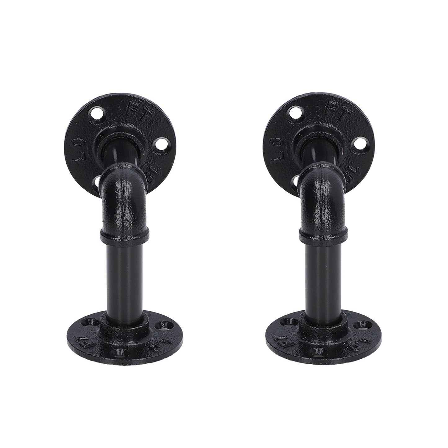 Pipe Shelf Brackets Iron Black Retro Wall Mounted Clapboard Support Frame Racks Set V1294-YM0523-3114210139511