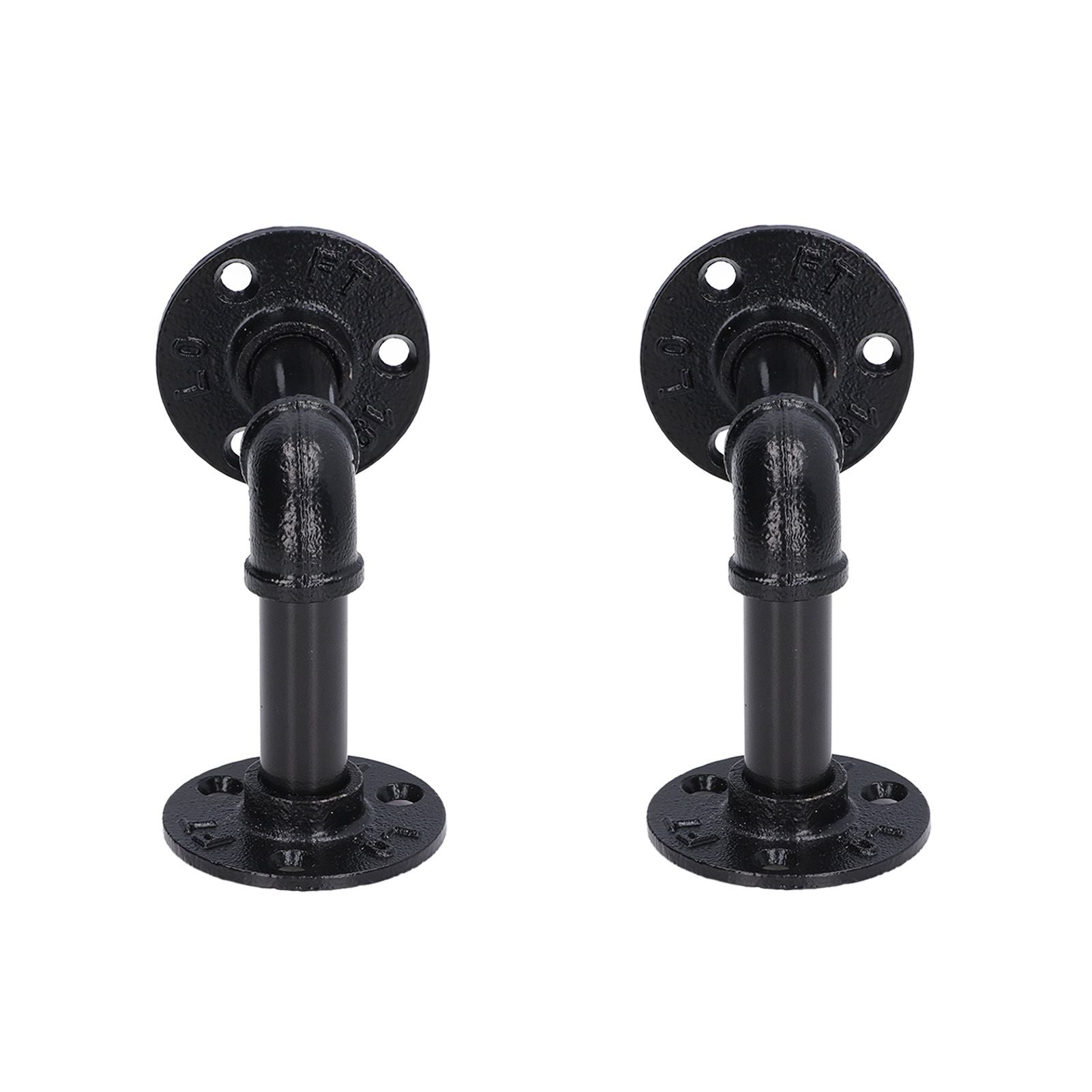 Pipe Shelf Brackets Iron Black Retro Wall Mounted Clapboard Support Frame Racks Set V1294-YM0523-3114210139511