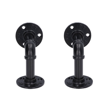 Pipe Shelf Brackets Iron Black Retro Wall Mounted Clapboard Support Frame Racks Set V1294-YM0523-3114210139511