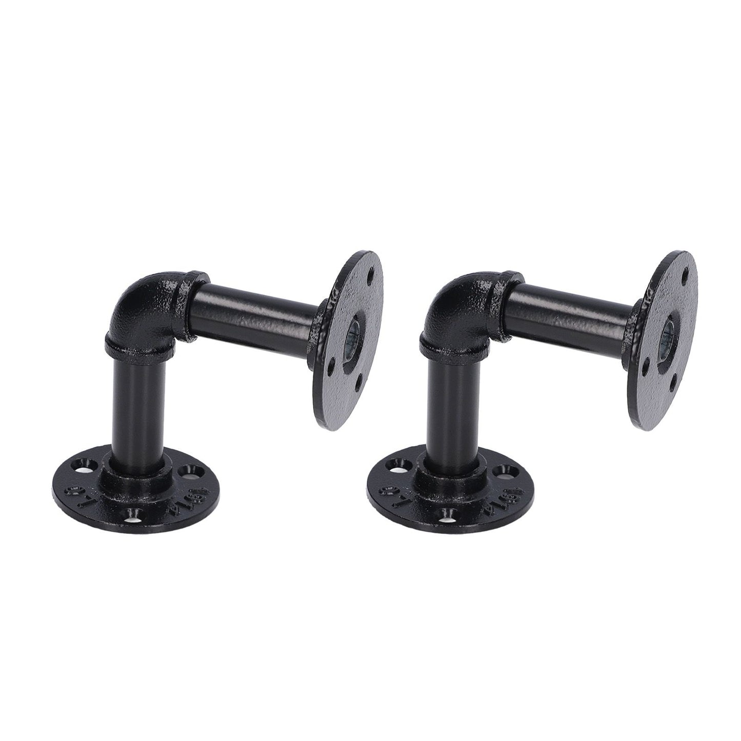 Pipe Shelf Brackets Iron Black Retro Wall Mounted Clapboard Support Frame Racks Set V1294-YM0523-3114210139511