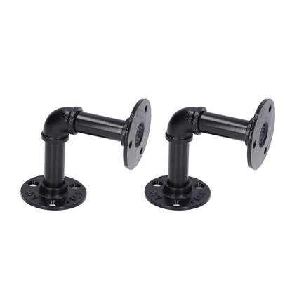 Pipe Shelf Brackets Iron Black Retro Wall Mounted Clapboard Support Frame Racks Set V1294-YM0523-3114210139511