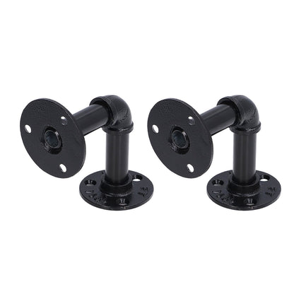 Pipe Shelf Brackets Iron Black Retro Wall Mounted Clapboard Support Frame Racks Set V1294-YM0523-3114210139511