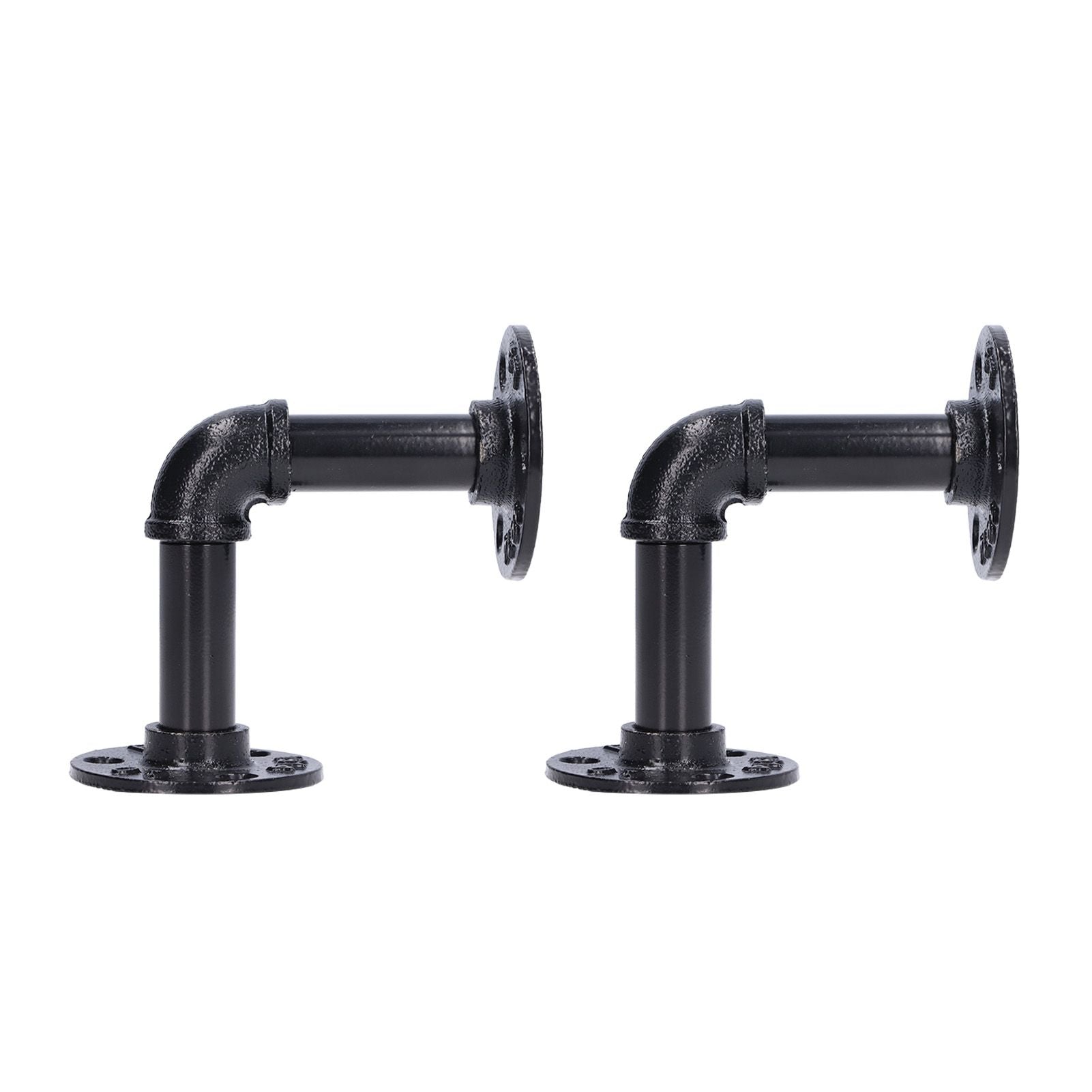 Pipe Shelf Brackets Iron Black Retro Wall Mounted Clapboard Support Frame Racks Set V1294-YM0523-3114210139511