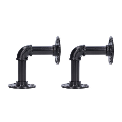 Pipe Shelf Brackets Iron Black Retro Wall Mounted Clapboard Support Frame Racks Set V1294-YM0523-3114210139511