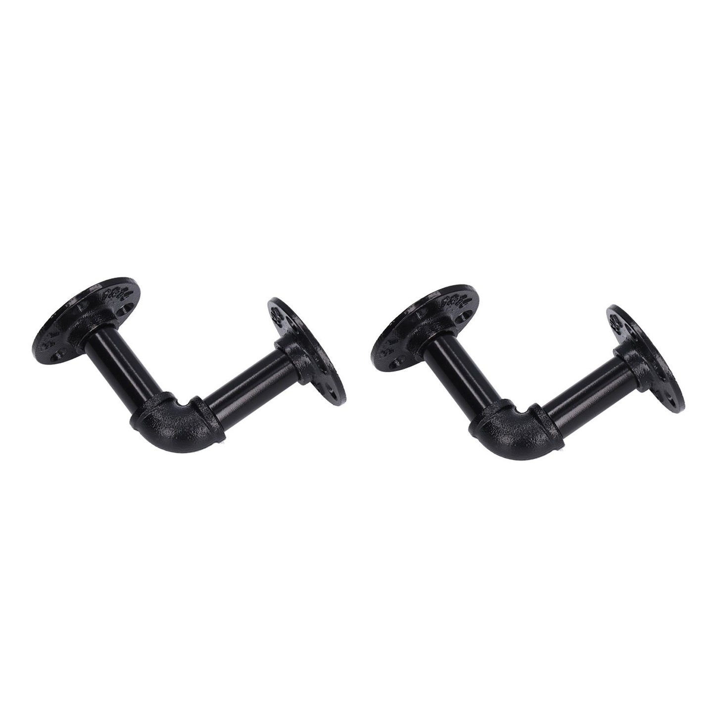 Pipe Shelf Brackets Iron Black Retro Wall Mounted Clapboard Support Frame Racks Set V1294-YM0523-3114210139511