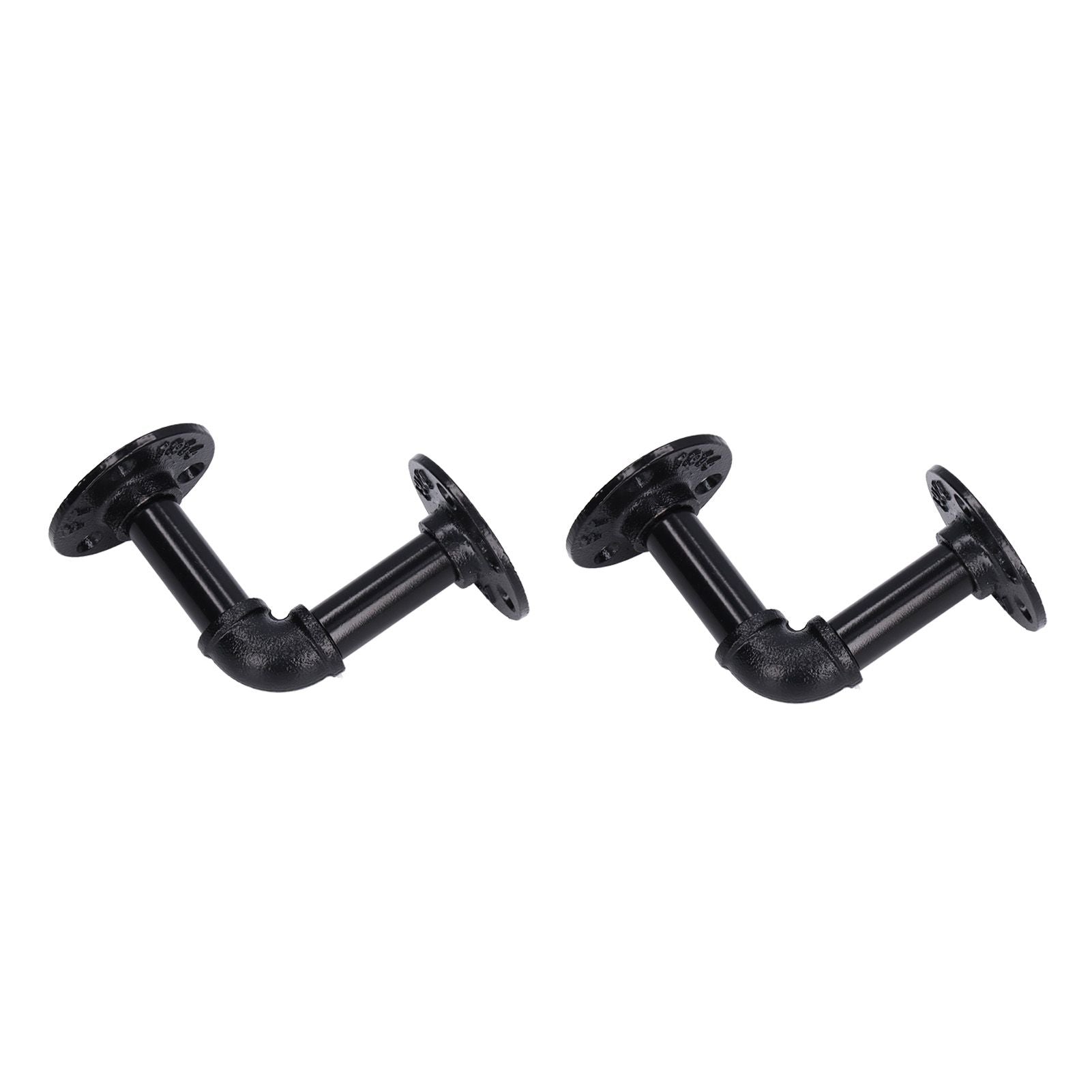Pipe Shelf Brackets Iron Black Retro Wall Mounted Clapboard Support Frame Racks Set V1294-YM0523-3114210139511
