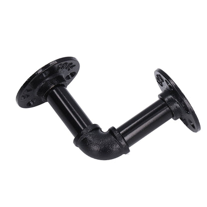 Pipe Shelf Brackets Iron Black Retro Wall Mounted Clapboard Support Frame Racks Set V1294-YM0523-3114210139511