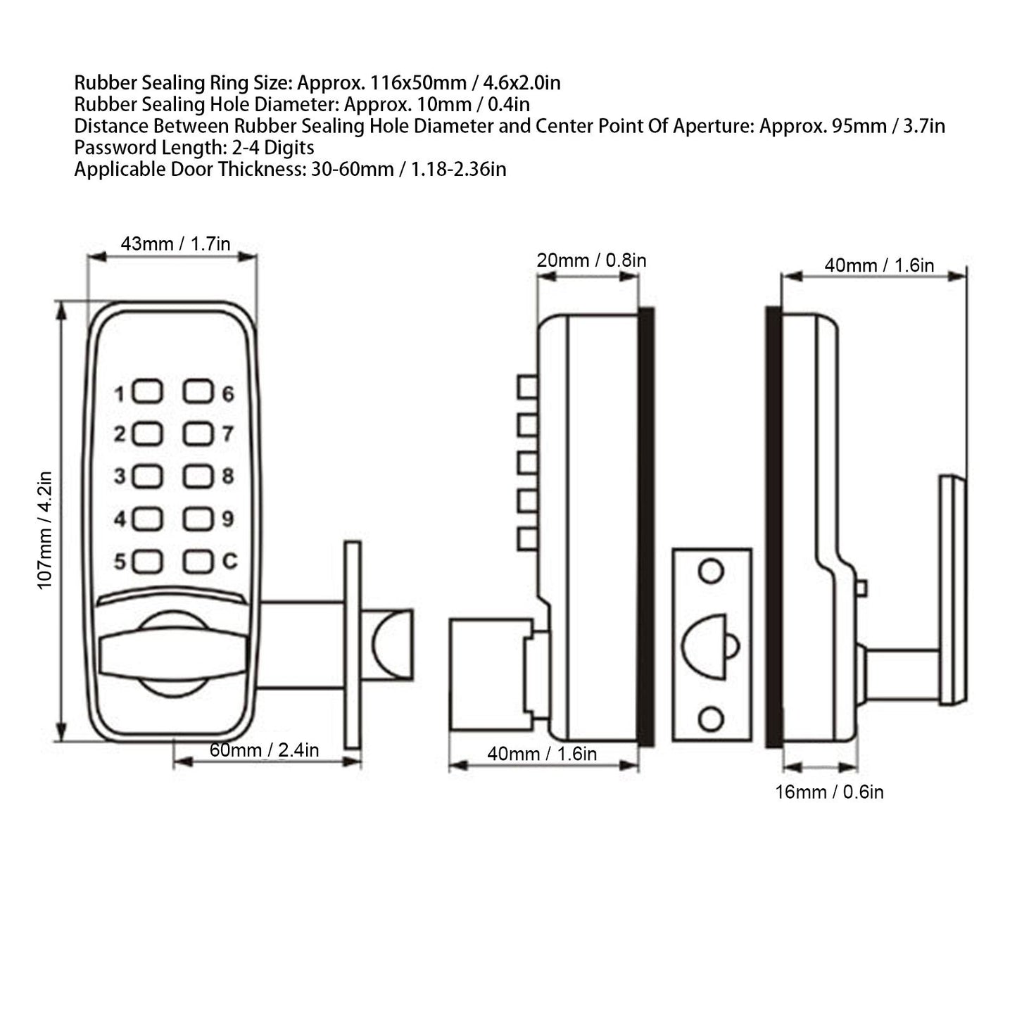 Mechanical Password Lock Waterproof Fireproof Zinc Alloy Intelligent Keyless Coded Lock Set for Home Office V1294-YM0523-3114210139711