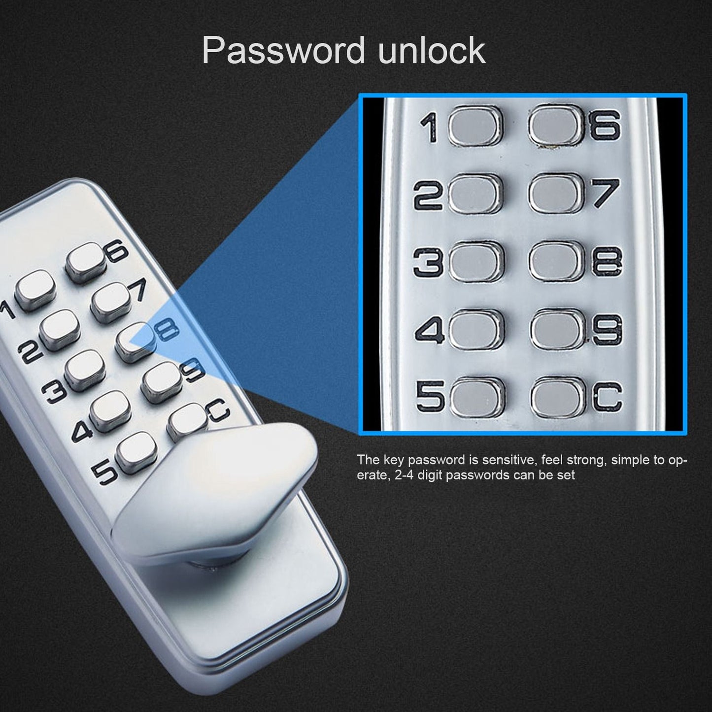 Mechanical Password Lock Waterproof Fireproof Zinc Alloy Intelligent Keyless Coded Lock Set for Home Office V1294-YM0523-3114210139711