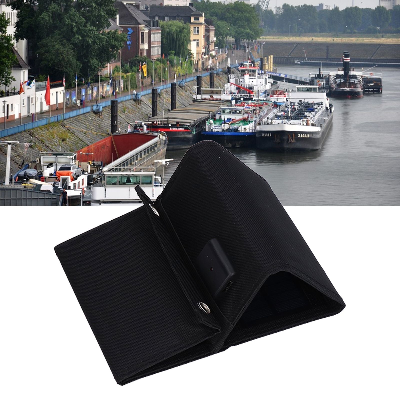 7.5W Solar Panel Kit Portable 5 Folding Solar Charger Bag with Carabiners for Mobile Phone Car Ship V1294-YM0523-3114210140811