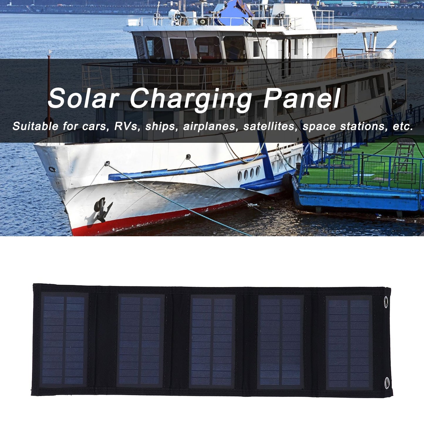 7.5W Solar Panel Kit Portable 5 Folding Solar Charger Bag with Carabiners for Mobile Phone Car Ship V1294-YM0523-3114210140811