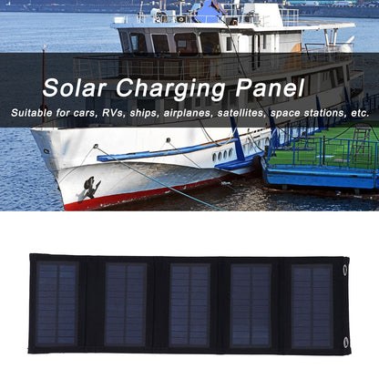 7.5W Solar Panel Kit Portable 5 Folding Solar Charger Bag with Carabiners for Mobile Phone Car Ship V1294-YM0523-3114210140811