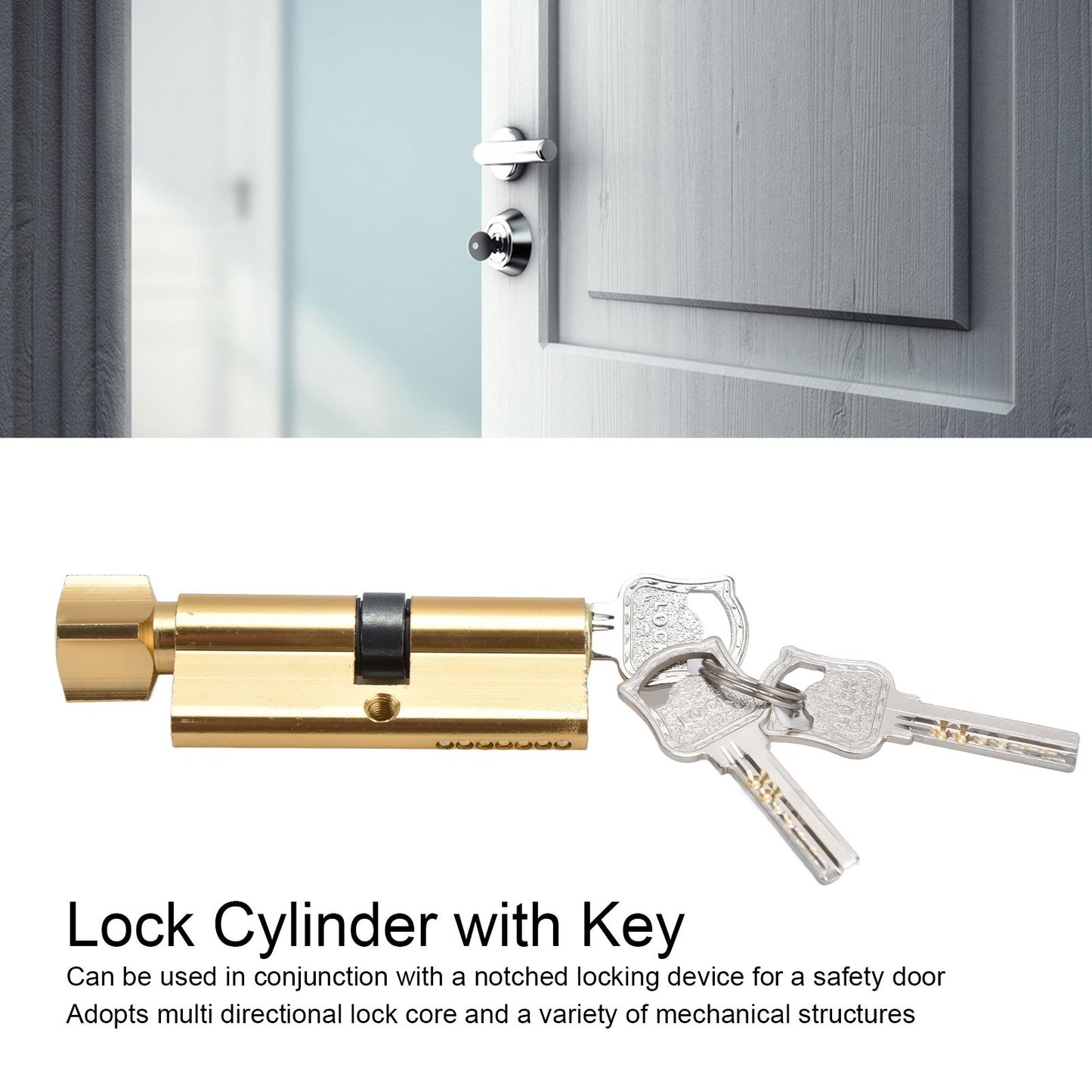 Cylinder Lock Door Locker Core Home Security System Tool Aluminum with Key for Cabinet Mailbox Drawer V1294-YM0523-3114210145411