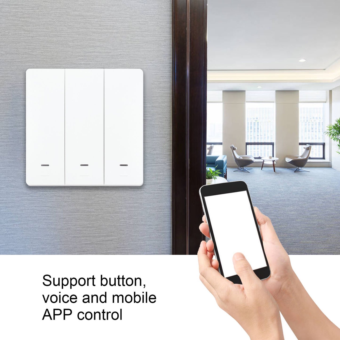 Smart Switch Wireless Switch Remote Control WiFi Wall Switch for Office Apartment 100-230V V1294-YM0523-3114210156111