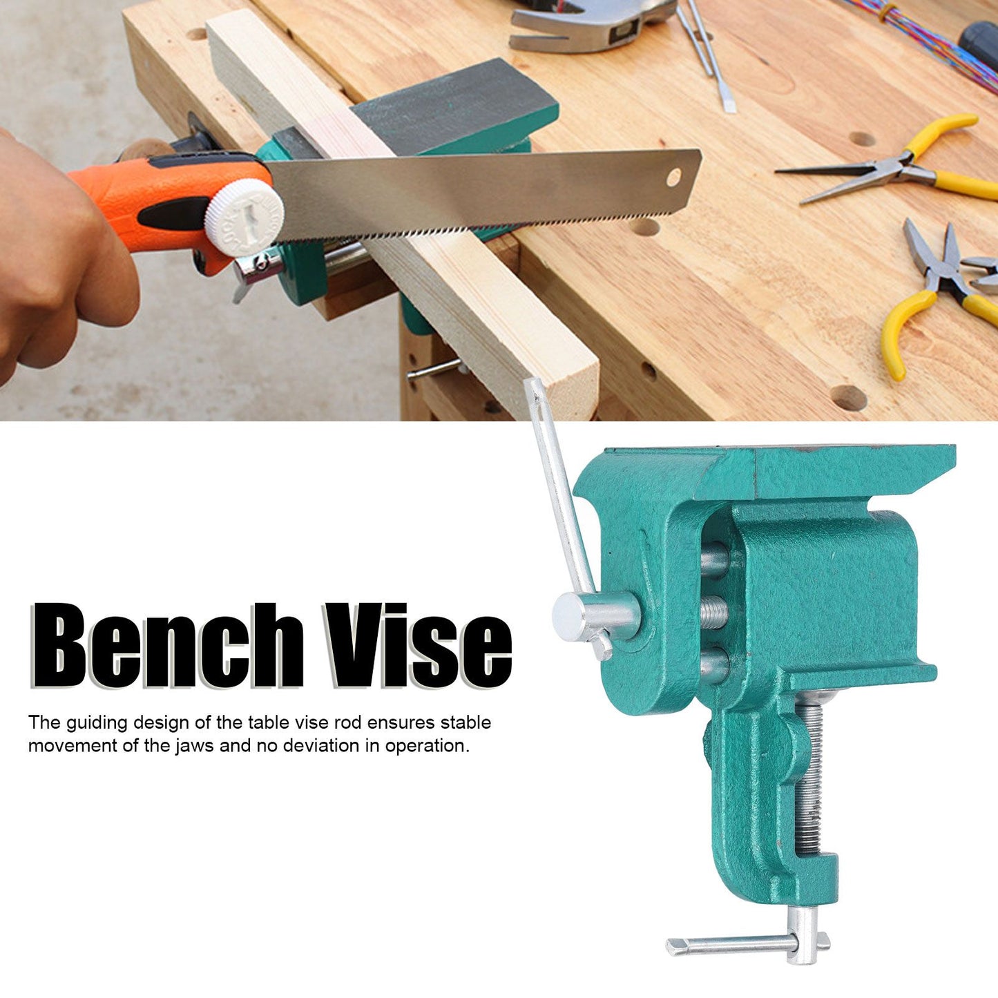 Bench Vise Stable Movement Wide High Strong Jaws Multifunctional Vise Clamp for Woodworking Industry V1294-YM0523-3114210160011
