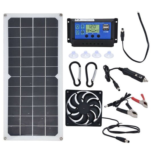 10W Solar Panel Set with 10A Controller Exhaust Fan for Car Yacht RV Boat Moblie Phone Battery V1294-YM0523-3114210164911