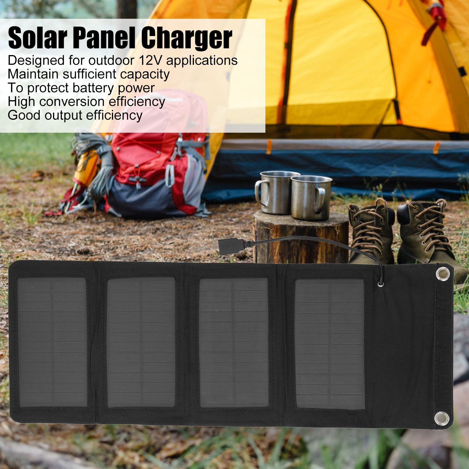 Solar Charger Portable Folding High Conversion Efficiency 7W Protection Battery Power Solar Panel Charger V1294-YM0523-3114220001011