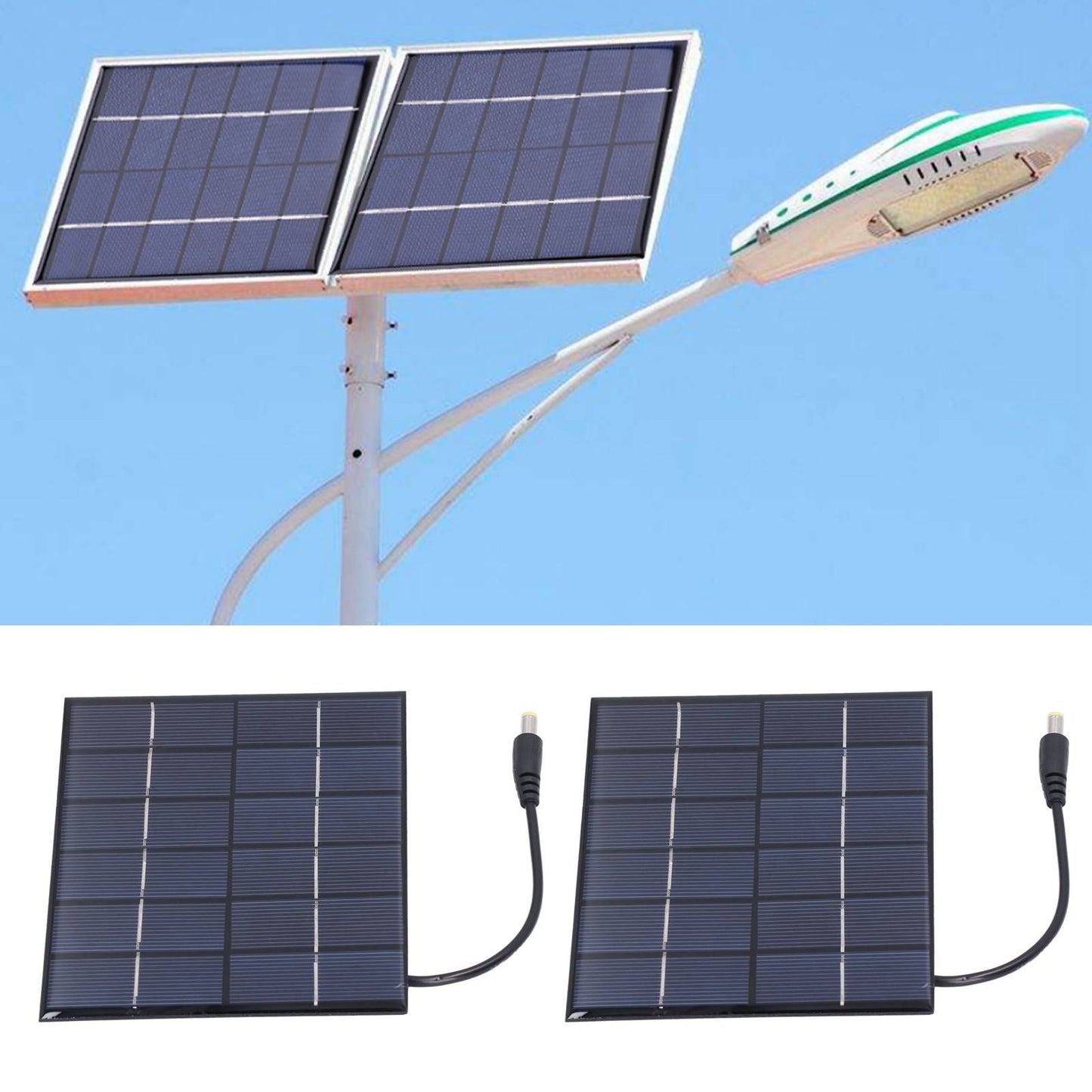 2PCS 2W Solar Panels High Conversion Rate DC5521 Output Rechargeable 3.7V Battery Solar Panel Charger for V1294-YM0523-3114220001211
