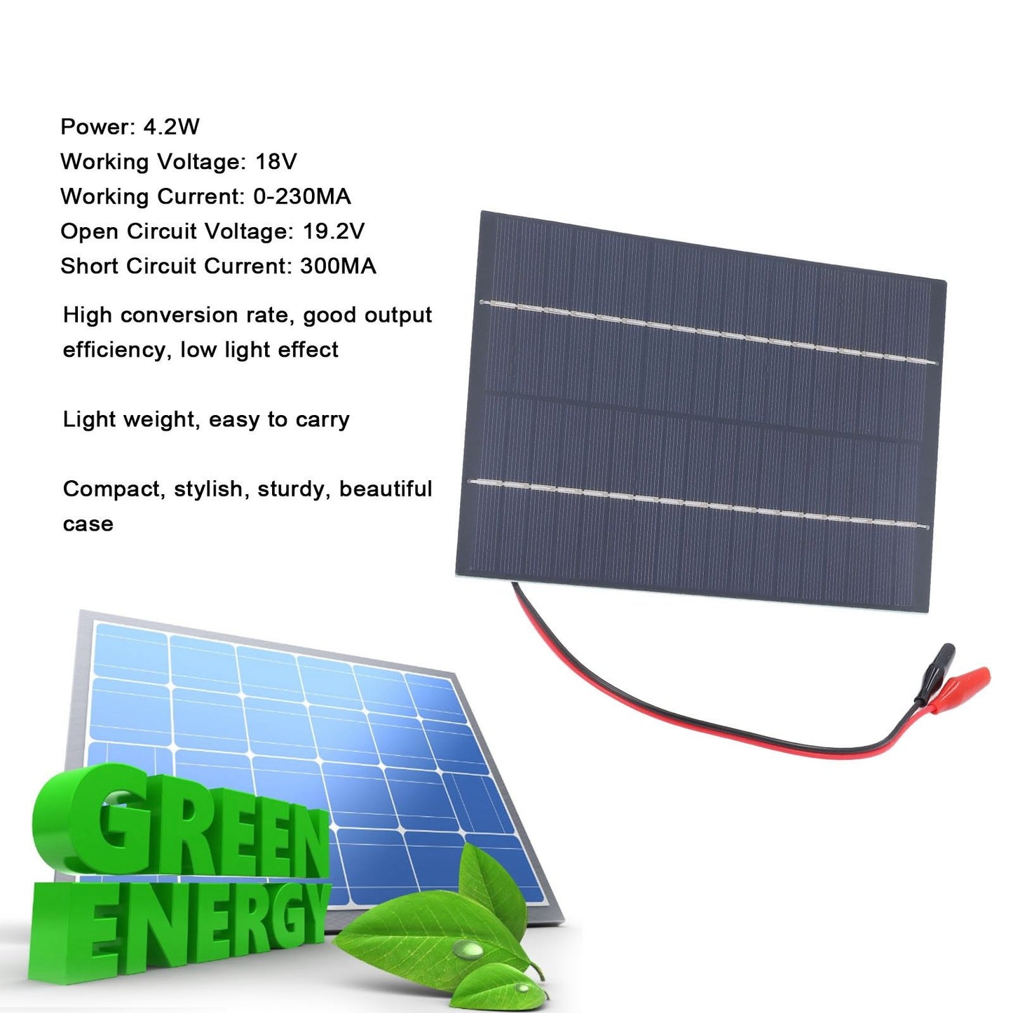 Solar Panel 4.2W 18V Monocrystalline Silicon Solar Panel for Home Lighting Scientific Research Projects V1294-YM0523-3114220001411