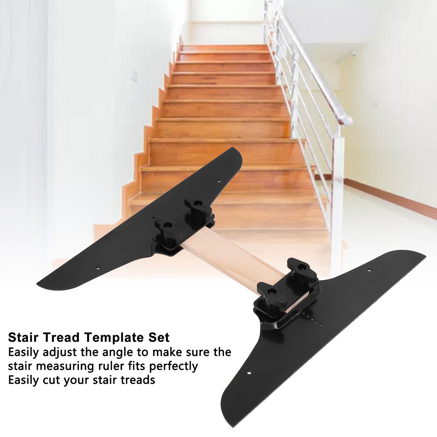 Stair Tread Template Set Adjustable Accurate Cutting Stair Tread Template Tool for Home Stair Decoration V1294-YM0523-3114220003411