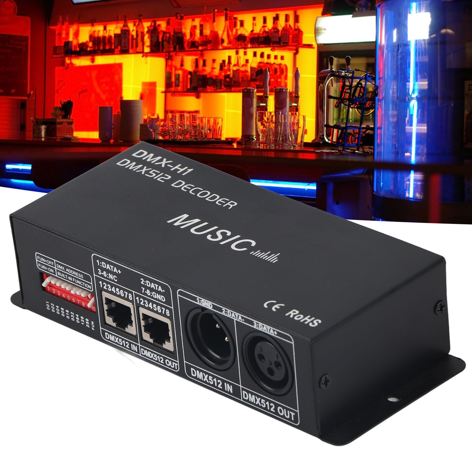 3 Channel DMX Decorder Adjustable RGB Dimming LED Decorder Controller for Bars Hotels Sober Bar4A V1294-YM0523-3114220004111